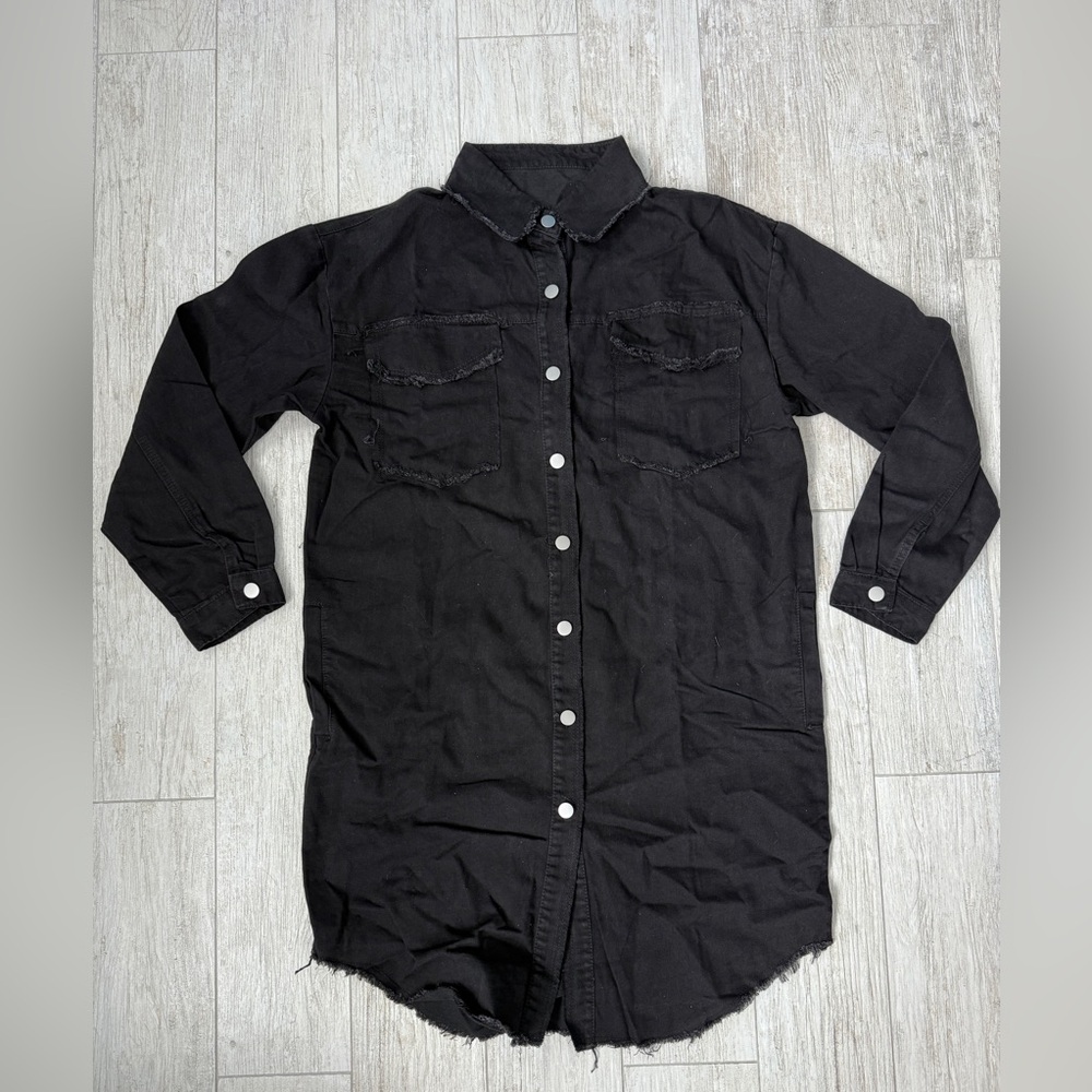 NWOT Black/Dark Gray Button-Up Shirt Dress